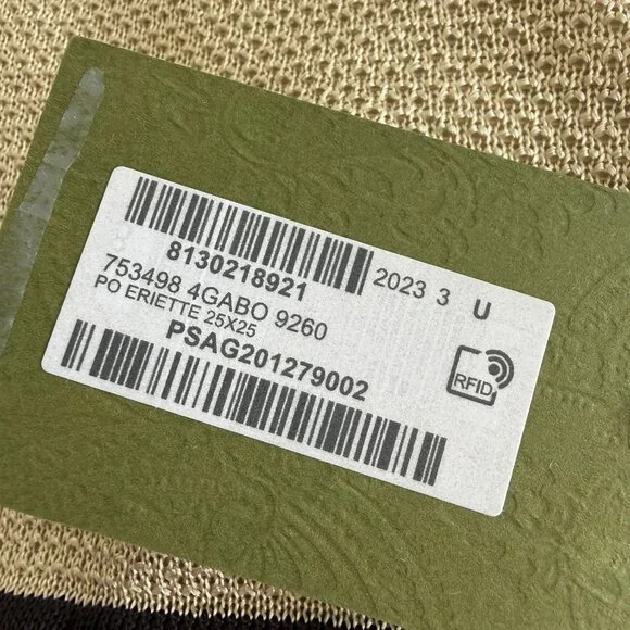 NEW Auth GUCCI Ivory/Black 100% SILK KNIT Pocket Square Handkerchief - Picture 6 of 7